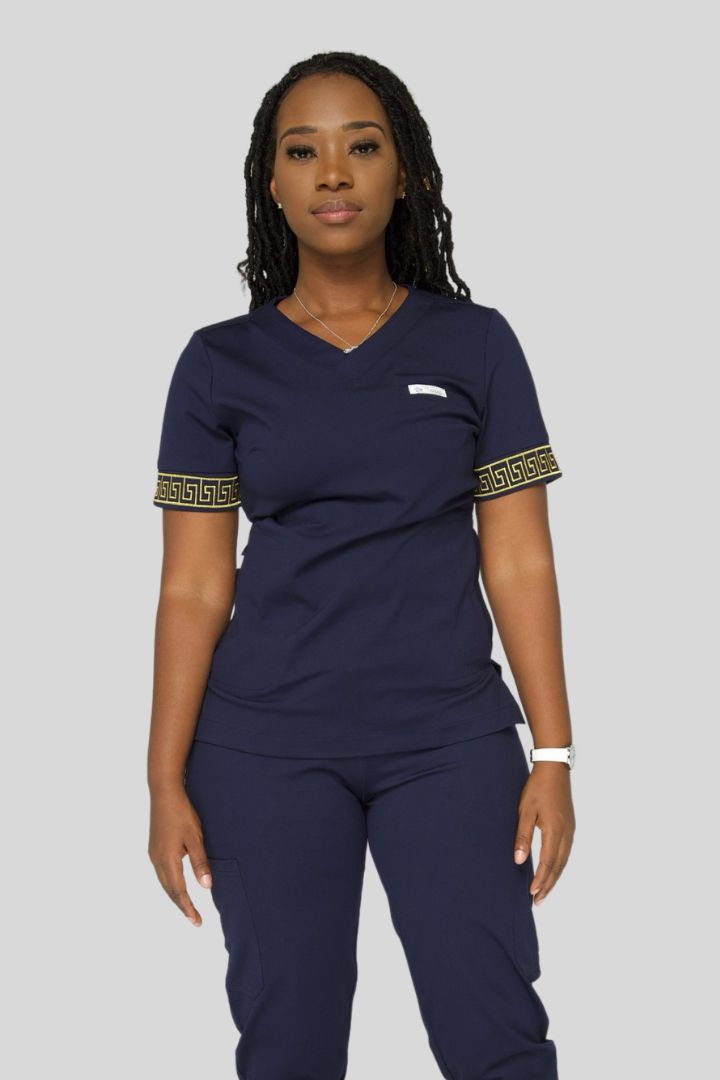 Calafia Scrub Top - Navy Blue