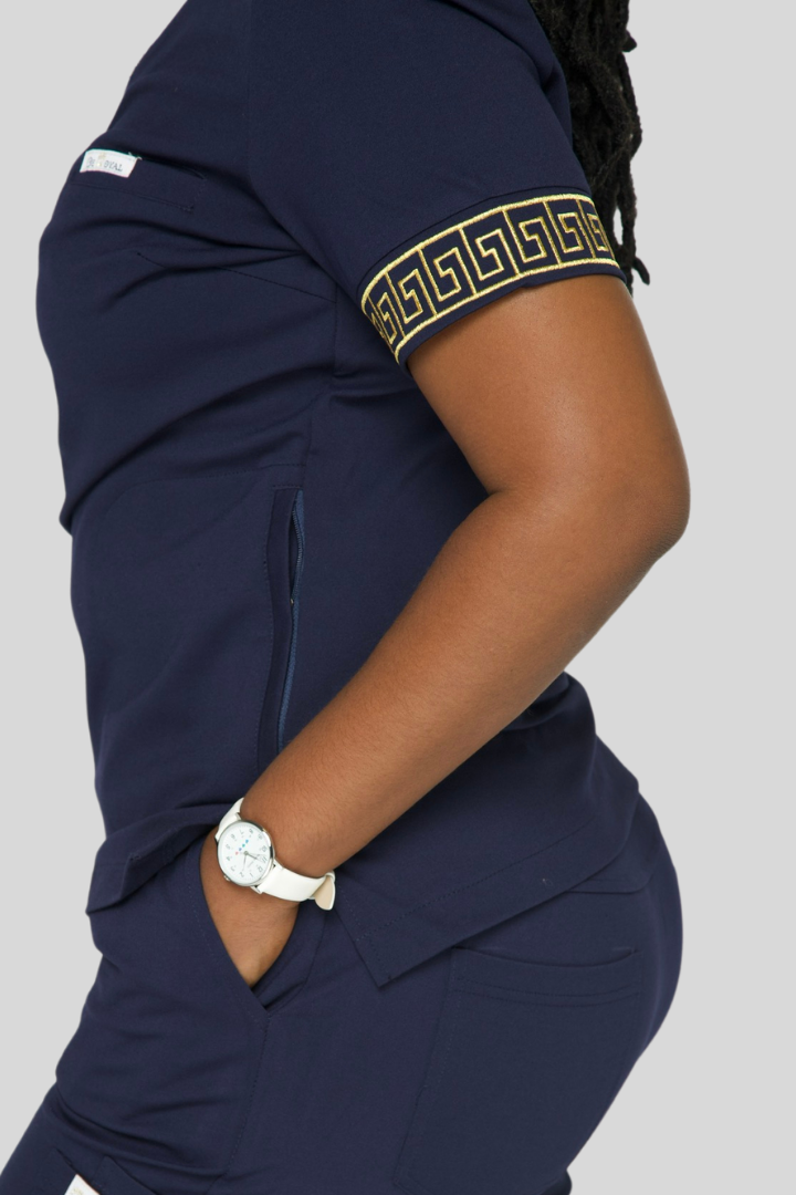 Calafia Scrub Top - Navy Blue
