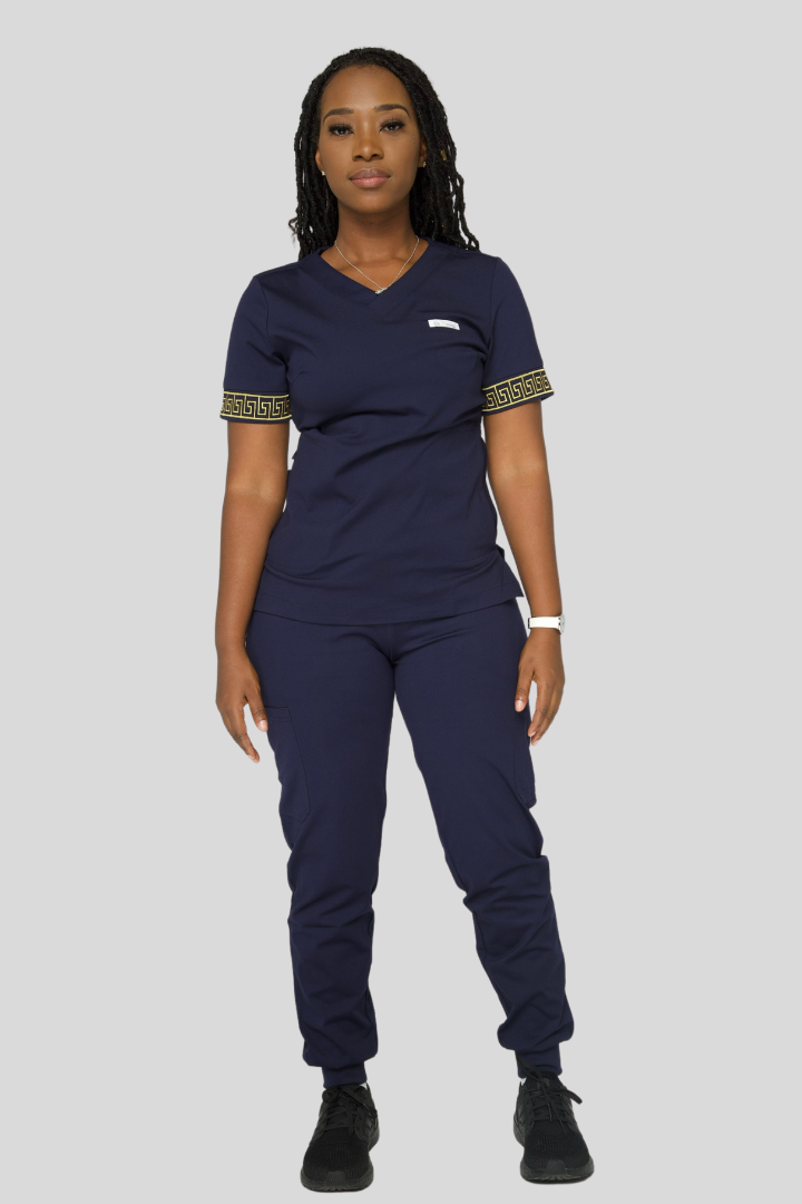 Calafia Scrub Top - Navy Blue