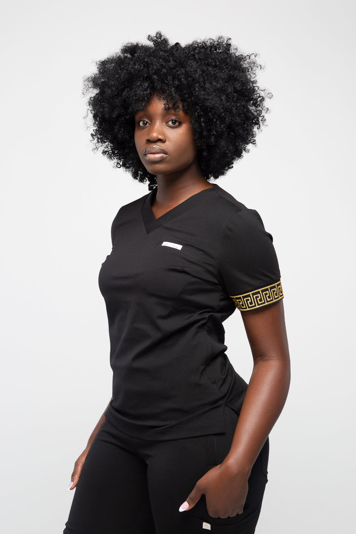 Calafia Scrub Top - Black