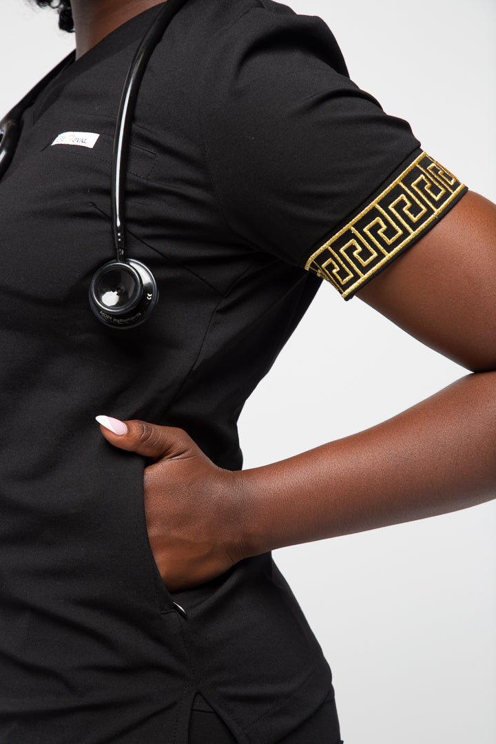 Calafia Scrub Top - Black