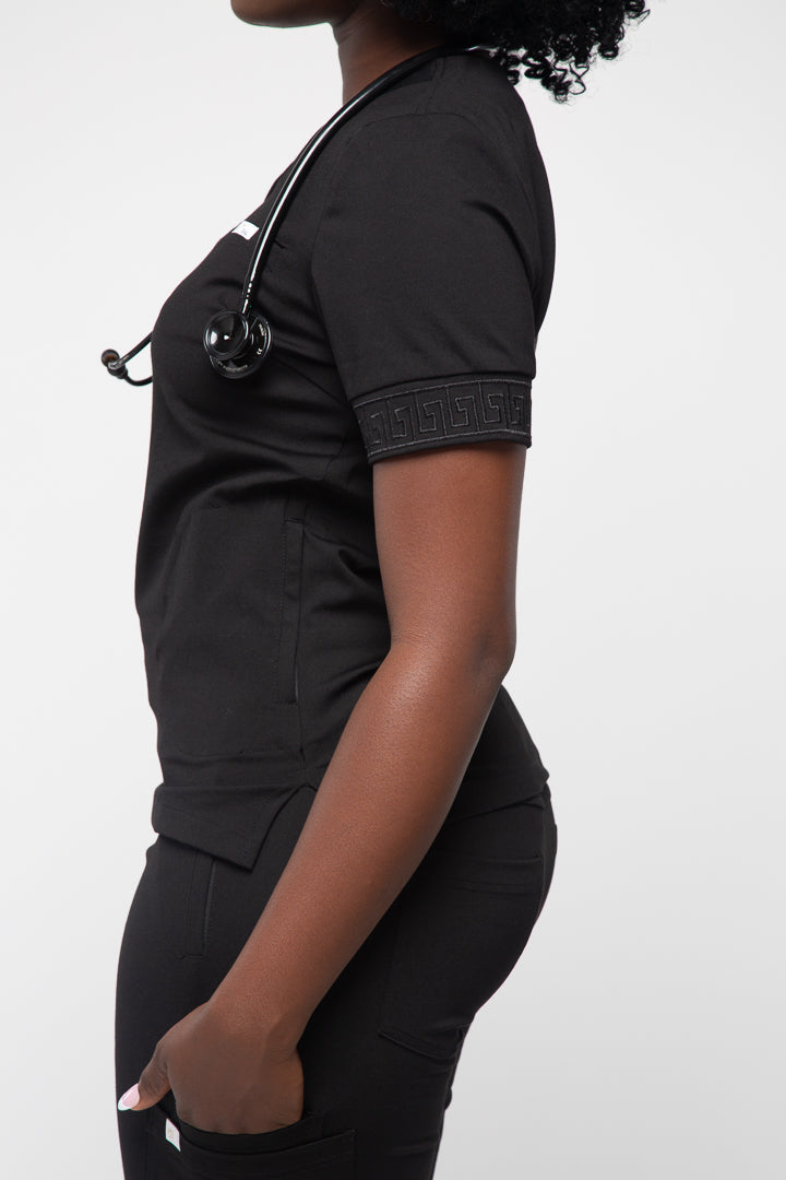 Calafia Scrub Top - Black