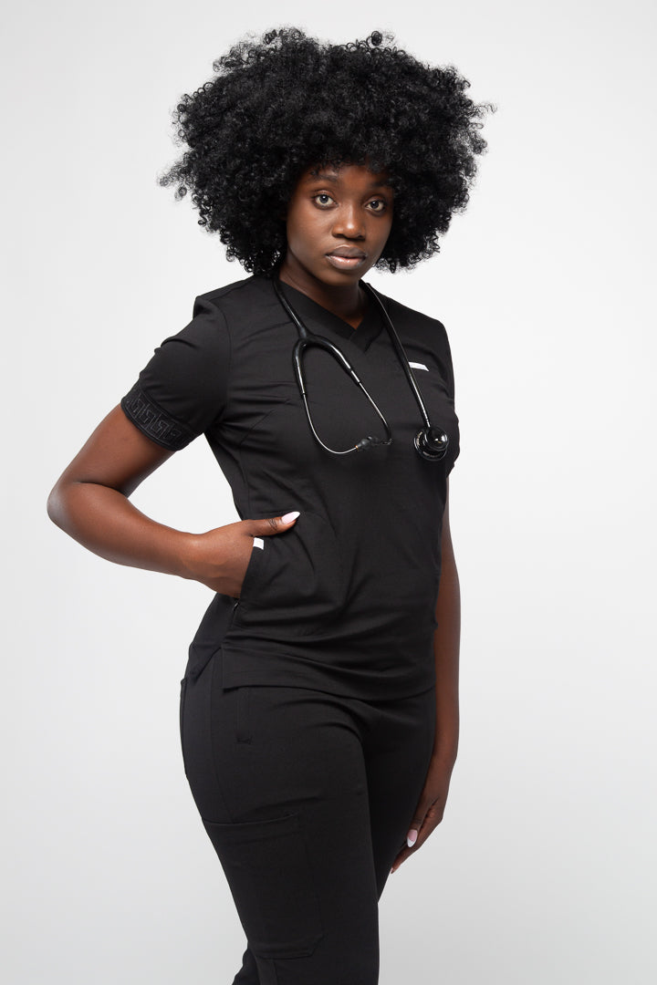 Calafia Scrub Top - Black