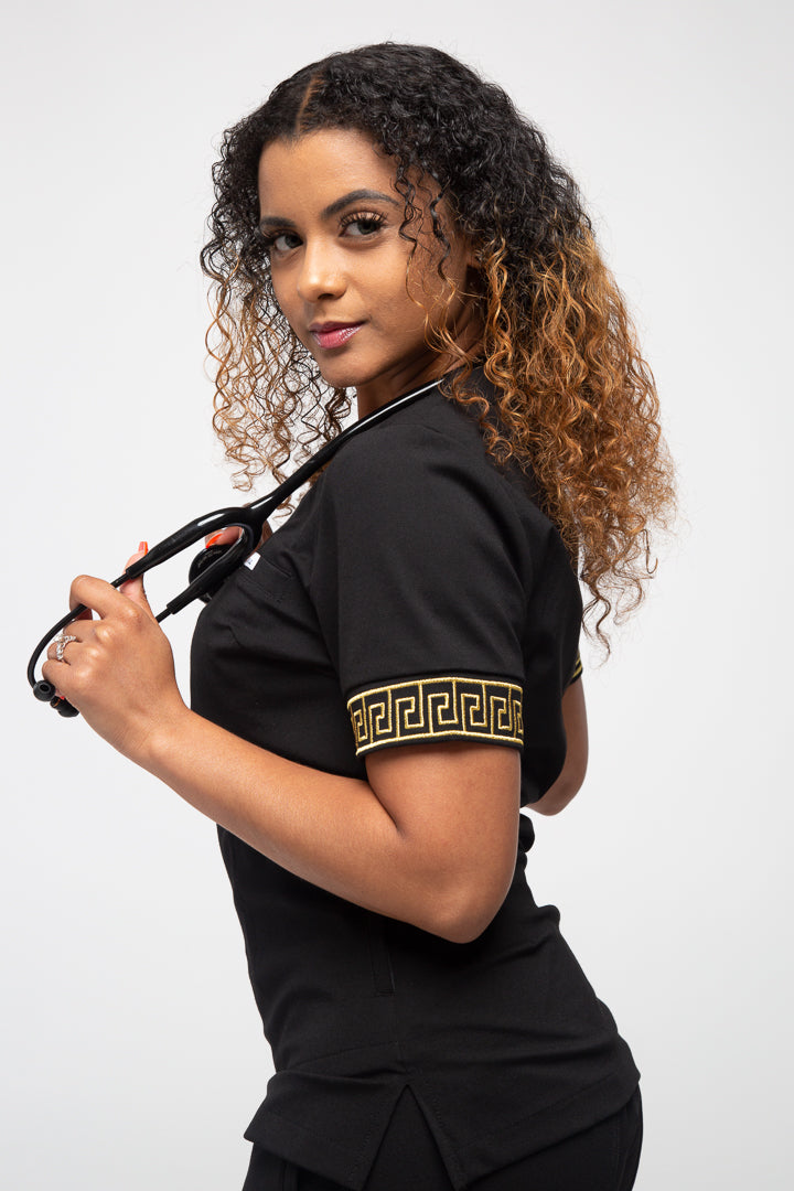 Calafia Scrub Top - Black