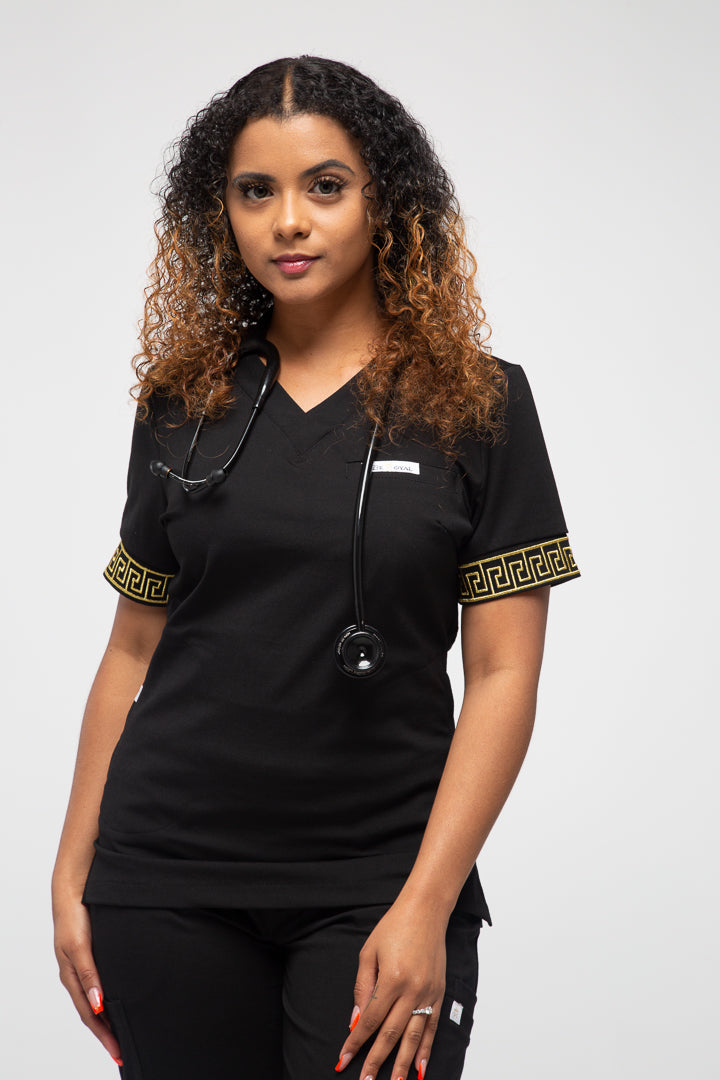 Calafia Scrub Top - Black