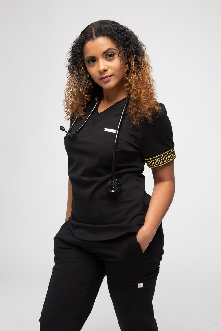 Calafia Scrub Top - Black