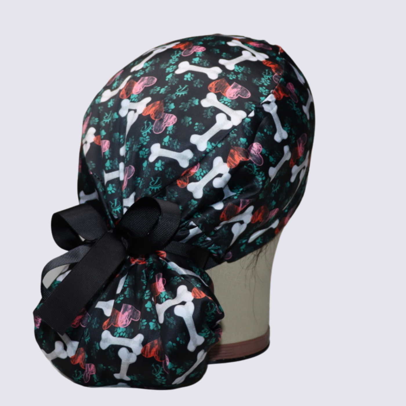 Puppy Love Satin-Lined Scrub Cap - Black