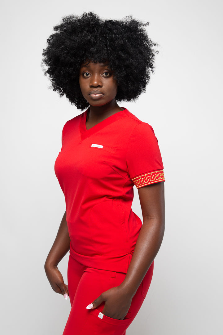 Calafia Scrub Top - Red